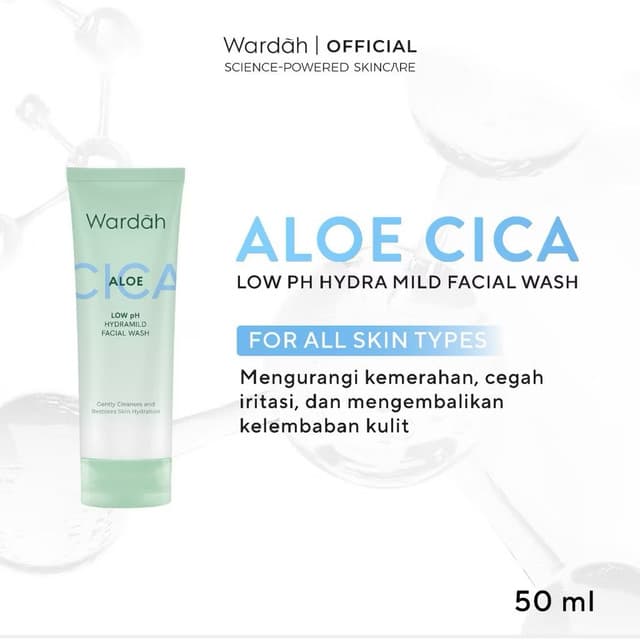 Wardah Cica Aloe Low pH Hydramild Facial Wash Nature Daily Sabun Cuci Muka Membersihkan secara Lembut dan Menghidrasi Kulit - Skincare