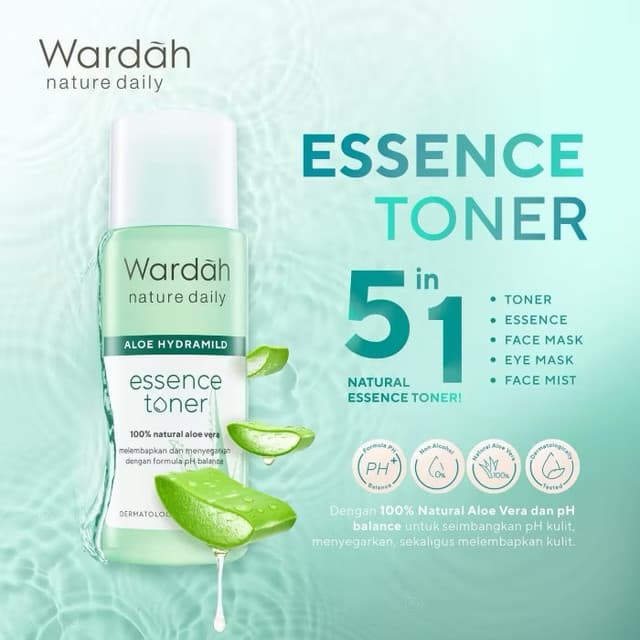 Wardah Nature Daily Aloe Hydramild Essence Toner - 100ml